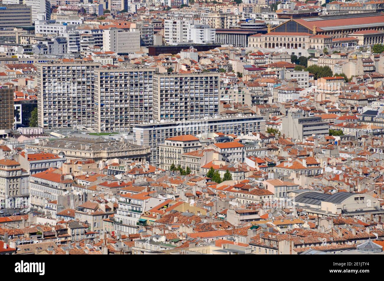 Vista su Marsiglia da Rhône-Dame de la Garde, Marsiglia, Bocche del Rodano, Provenza-Alpi-Côte Costa Azzurra, Francia Foto Stock