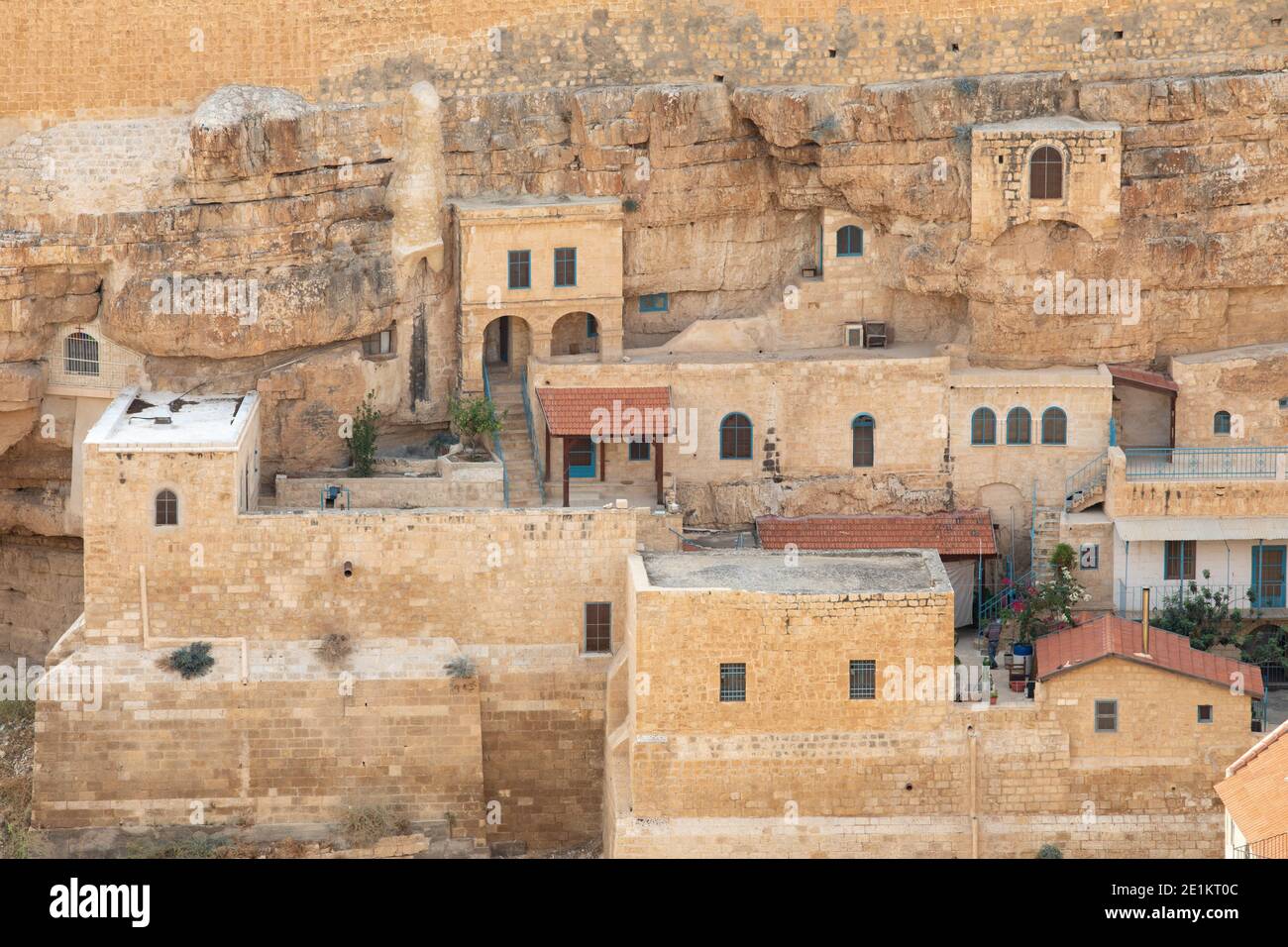 La Santa Lavra di San Sabbas, conosciuta in Syriac come Mar Saba è un monastero greco-ortodosso che domina la Valle di Kidron, a metà strada tra Foto Stock