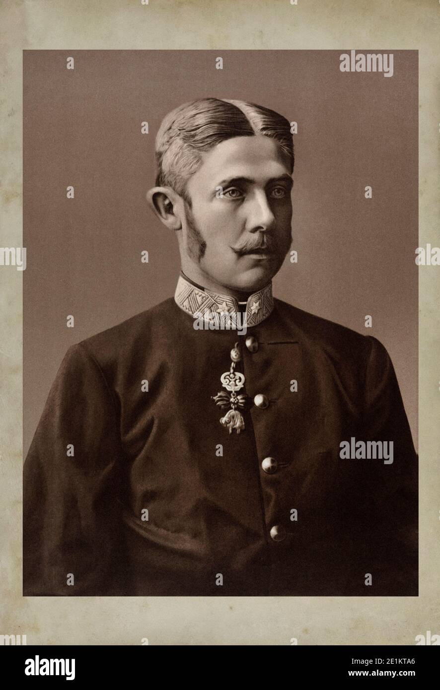 Arciduca Francesco Ferdinando di Austria (1863 - 1914) in uniforme come principali nel reggimento di fanteria. La litografia. Vienna Foto Stock