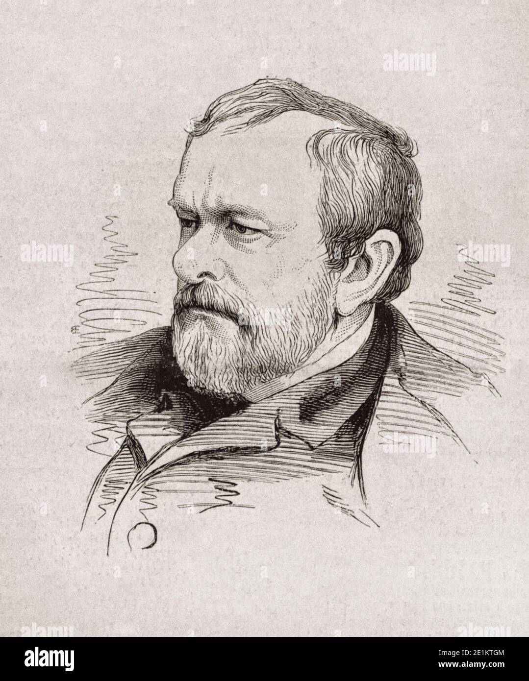 Illustrazione archivistica di John Harper, fondatore del settimanale Harper. 1875 Harper's Weekly, A Journal of Civilization, è stato un magazi politico americano Foto Stock