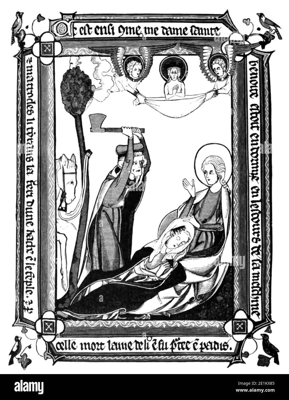 Scena del martirio di Santa Benedetta da un martirologio di circa 1312 dal libro ' manoscritti illuminati in epoca classica e medievale : la loro arte e la loro tecnica' di Middleton, J. H. (John Henry), 1846-1896 pubblicato nel 1892 Foto Stock