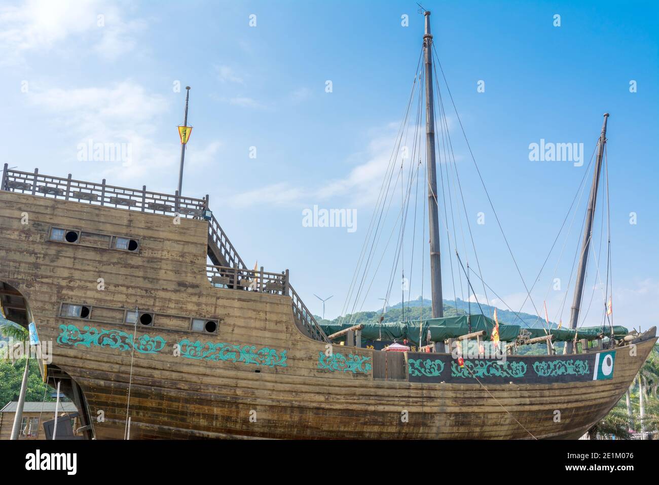 La barca di legno del Museo Marittimo della Via della Seta di Guangdong, Cina Foto Stock