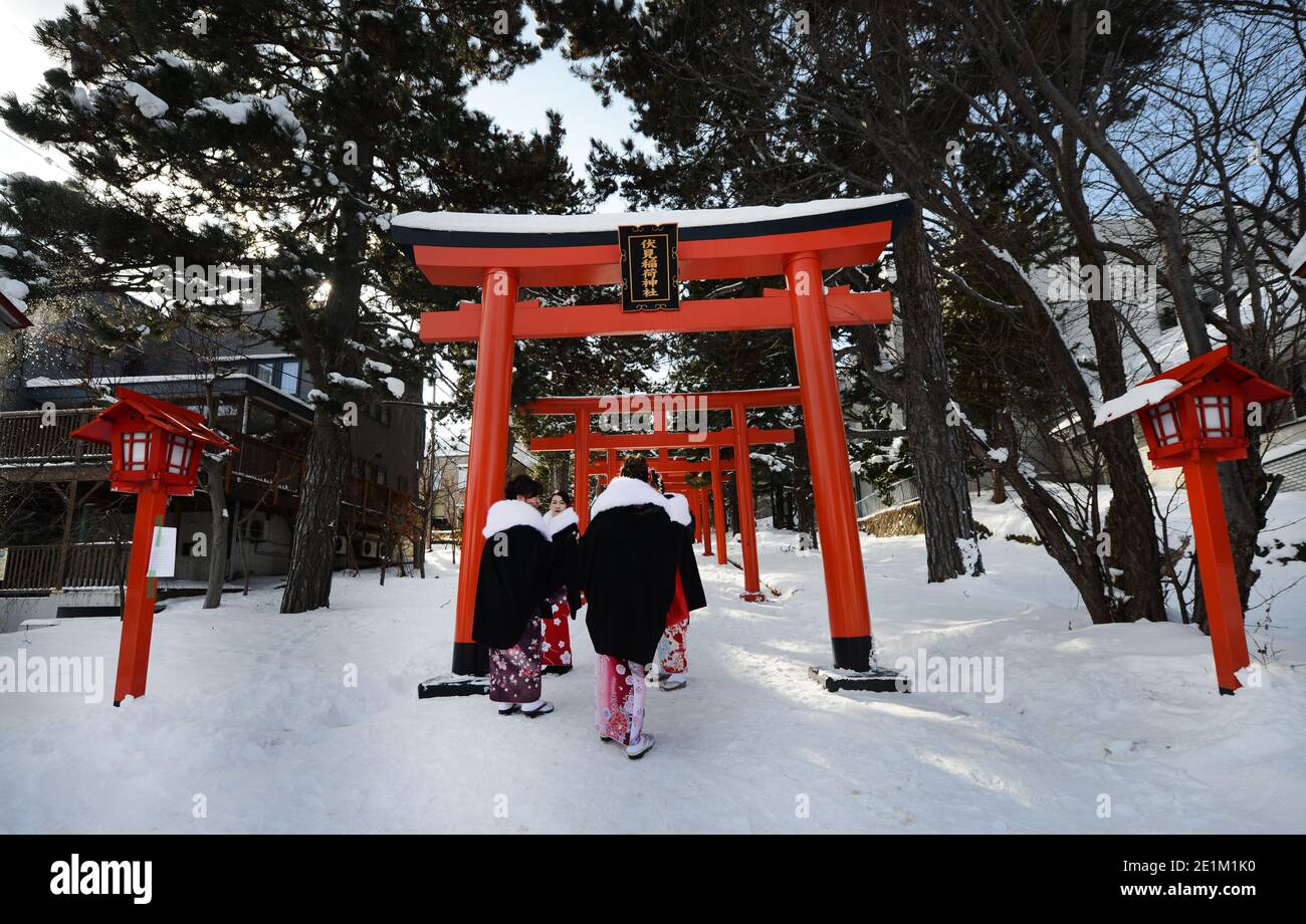 Santuario di Sapporo Fushimi Inari, Hokkaido, Giappone. Foto Stock