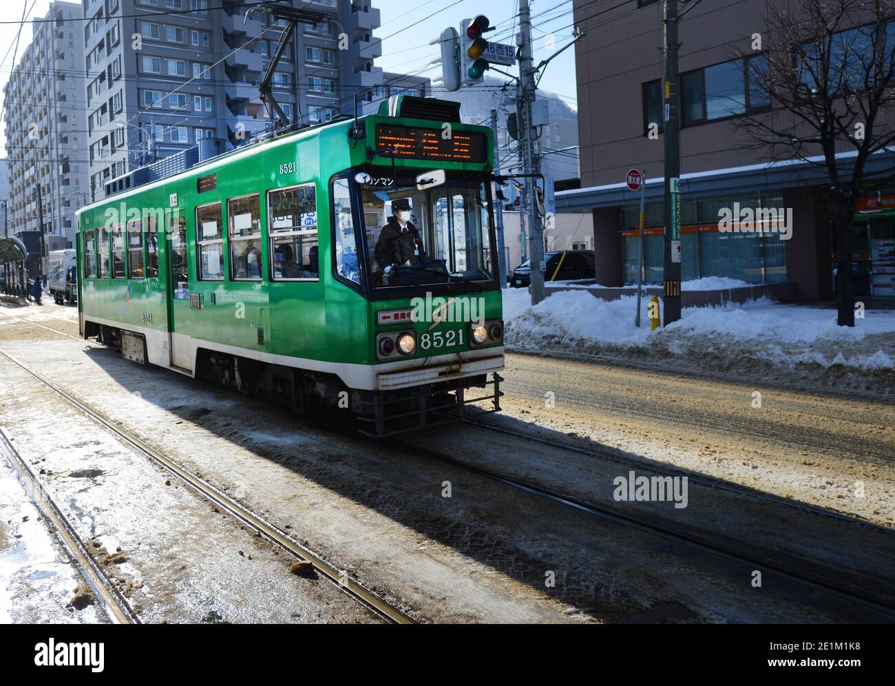 Il tram a linea circolare a Sapporo, Giappone. Foto Stock