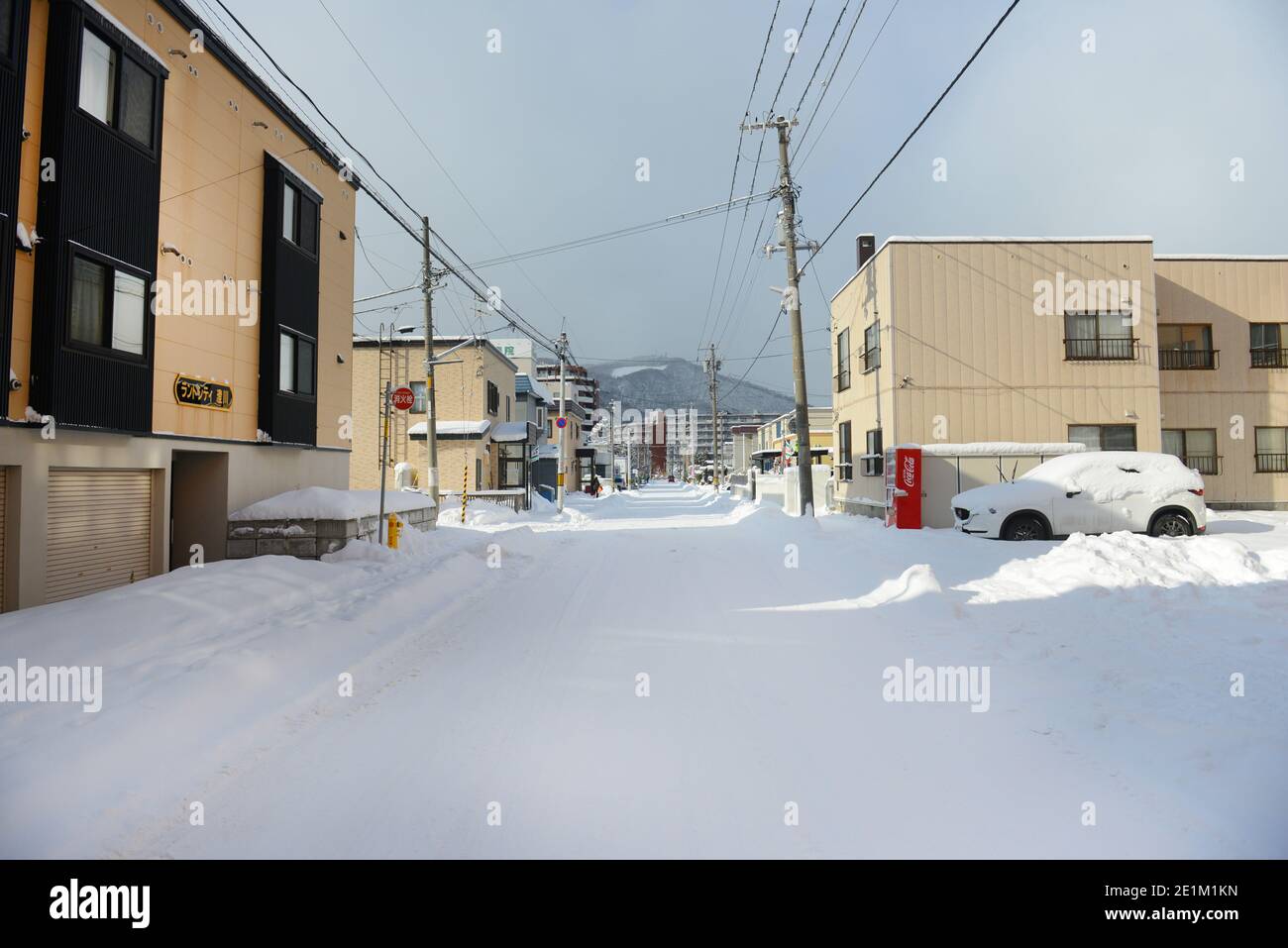 Sapporo coperto di neve. Foto Stock