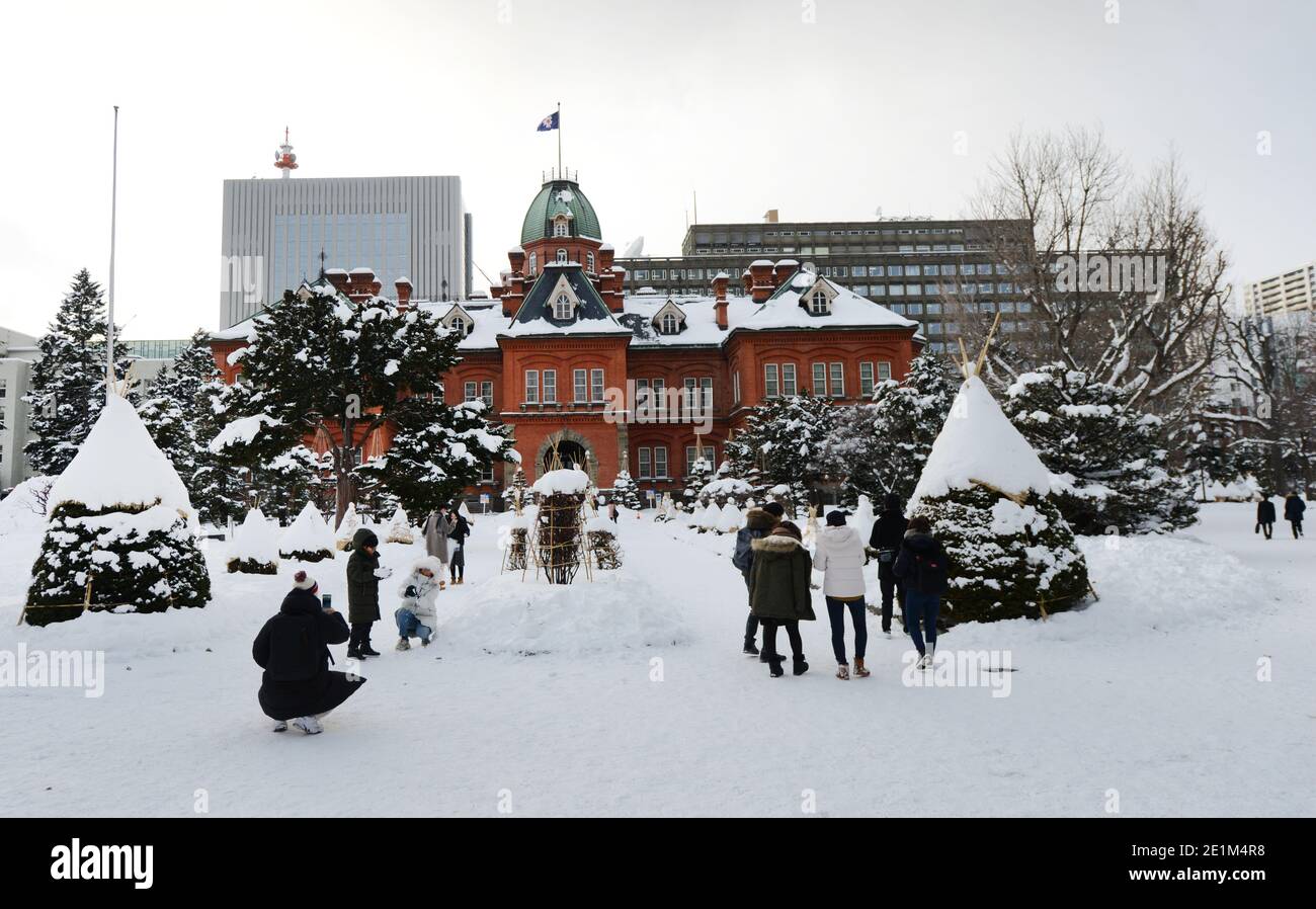 Il vecchio edificio governativo di Hokkaido a Sapporo, Giappone. Foto Stock