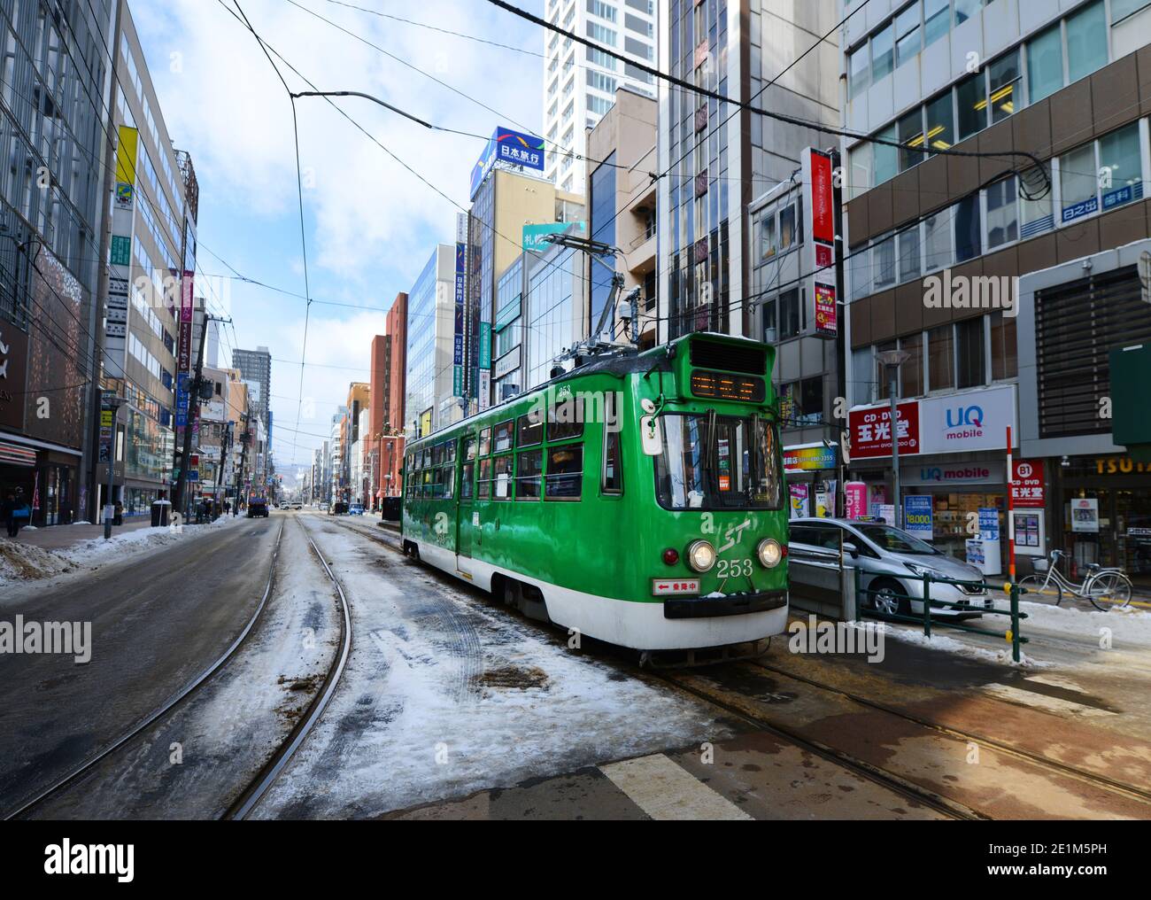 Il tram a linea circolare a Sapporo, Giappone. Foto Stock