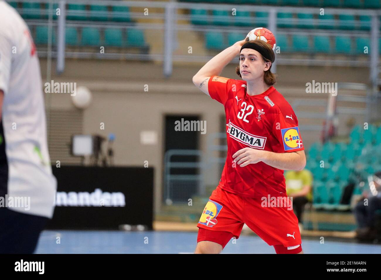 Kolding, Danimarca. 07 gennaio 2021. Jacob Holm (32) della Danimarca ha visto nel test match tra Danimarca e Norvegia alla Sydbank Arena di Kolding. (Photo Credit: Gonzales Photo/Alamy Live News Foto Stock