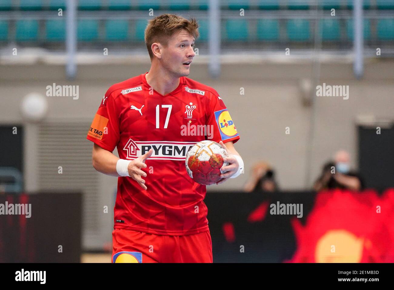 Kolding, Danimarca. 07 gennaio 2021. Lasse Svan (17) della Danimarca si è visto nella partita di prova tra Danimarca e Norvegia alla Sydbank Arena di Kolding. (Photo Credit: Gonzales Photo/Alamy Live News Foto Stock