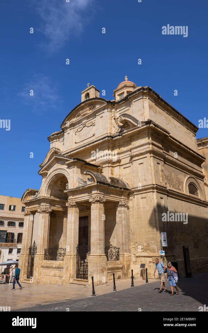 Chiesa di Santa Caterina d'Italia a la Valletta, Malta, chiesa barocca costruita dai cavalieri italiani di San Giovanni nel 1576 Foto Stock