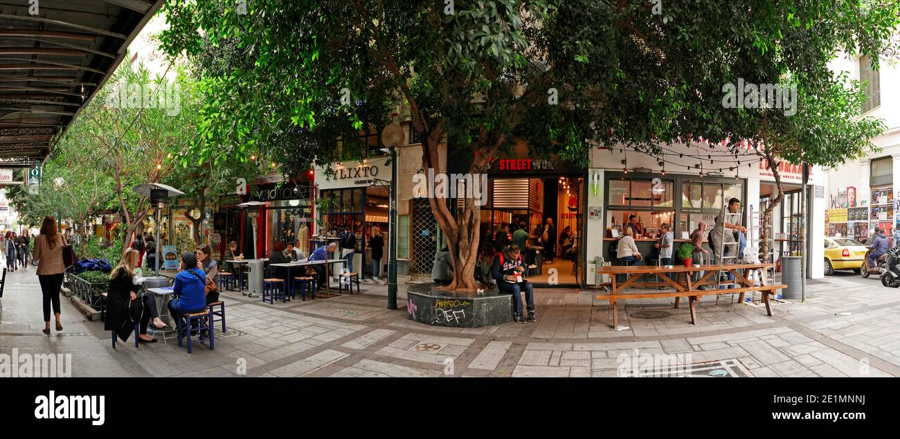 Grecia Athens quartiere Plaka zona negozi ristoranti ecc Foto Stock