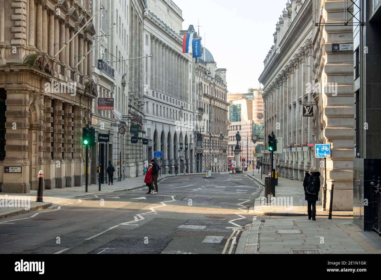 Londra - strade tranquille dalla banca d'Inghilterra durante il Blocco del coronavirus Foto Stock