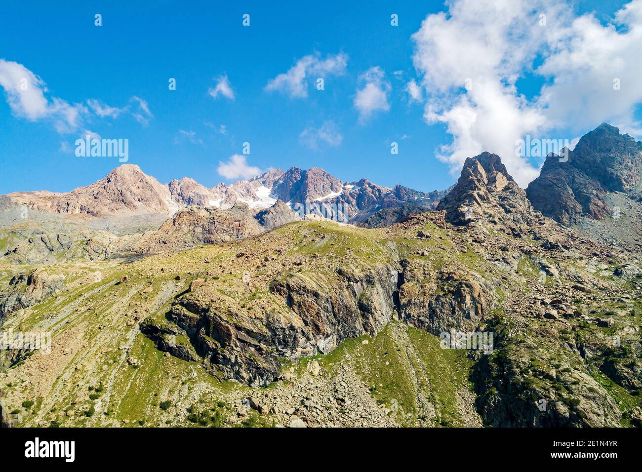 Valmalenco (IT), Panoramica aerea dal Rifugio Bosio mt. 2086 Foto Stock