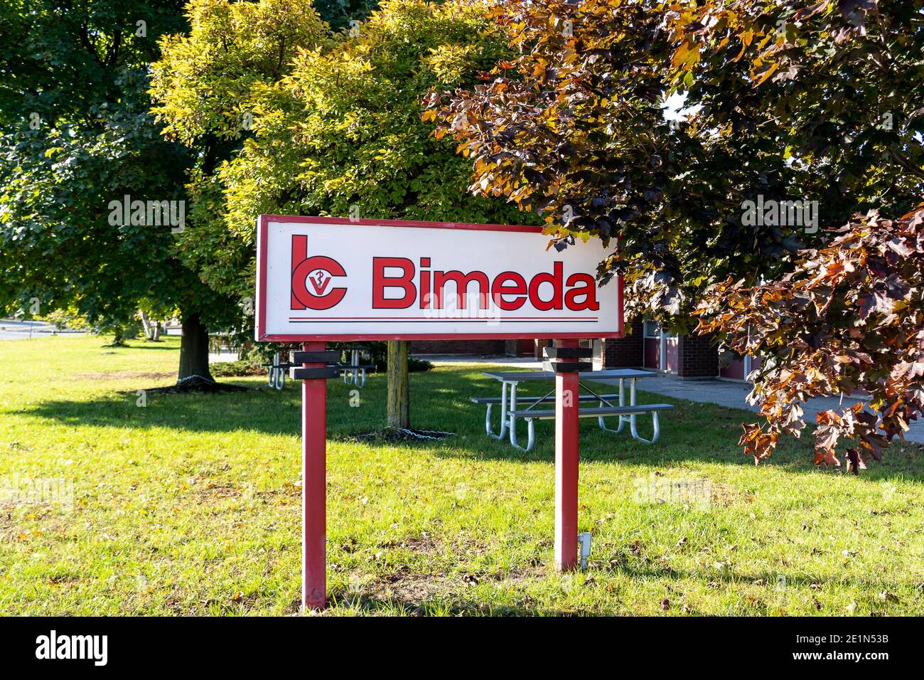 Cambridge, Ontario, Canada - 17 ottobre 2020: Il cartello di Bimeda Canada è visibile presso la struttura di Cambridge, Ontario, Canada. Foto Stock