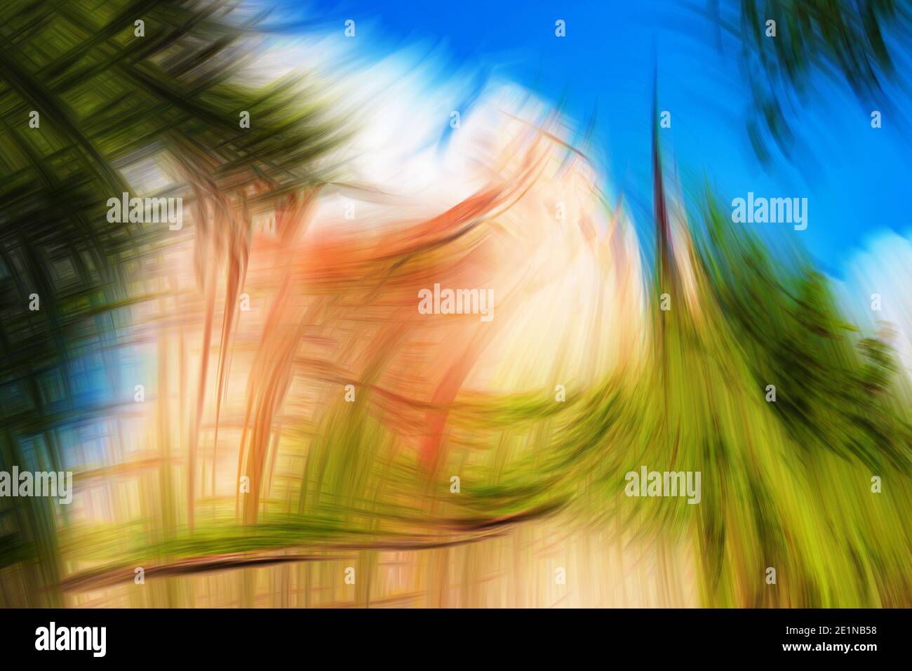 Sfondo fantasy astratto, ecologia problematica, edificio verde Foto Stock