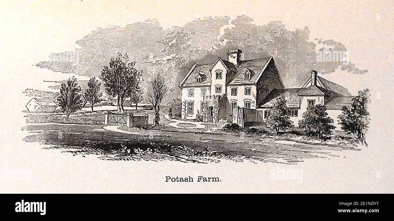 POTASH FATTORIA. Gli omicidi a Stanfield Hall , Norfolk, Inghilterra, furono un noto doppio omicidio vittoriano il 28 novembre 1848. Le vittime, Isaac Jermy e suo figlio Jermy furono fucilate e uccise sul portico e nel corridoio della loro residenza. Sono stati assassinati da James Bloomfield Rush (1800–1849), un inquilino-agricoltore della Potash Farm, che aveva condotto un regime deviante per depredare la famiglia e ucciderli. Fu provato e fu impiccato al castello di Norwich il 21 aprile 1849. Il complice inconsapevole era Emily Sandford, la loro governante e la mistress incinta di Rush. Foto Stock