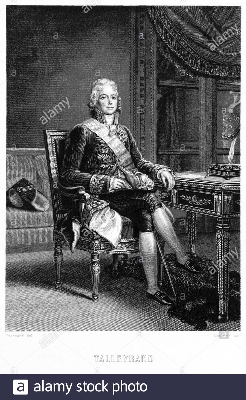 Charles Maurice de Talleyrand-Périgord, 1754 – 1838, 1° Principe di Benevento, allora Principe di Talleyrand, fu un uomo di ruolo e diplomatico francese, illustrazione d'annata del 1845 Foto Stock