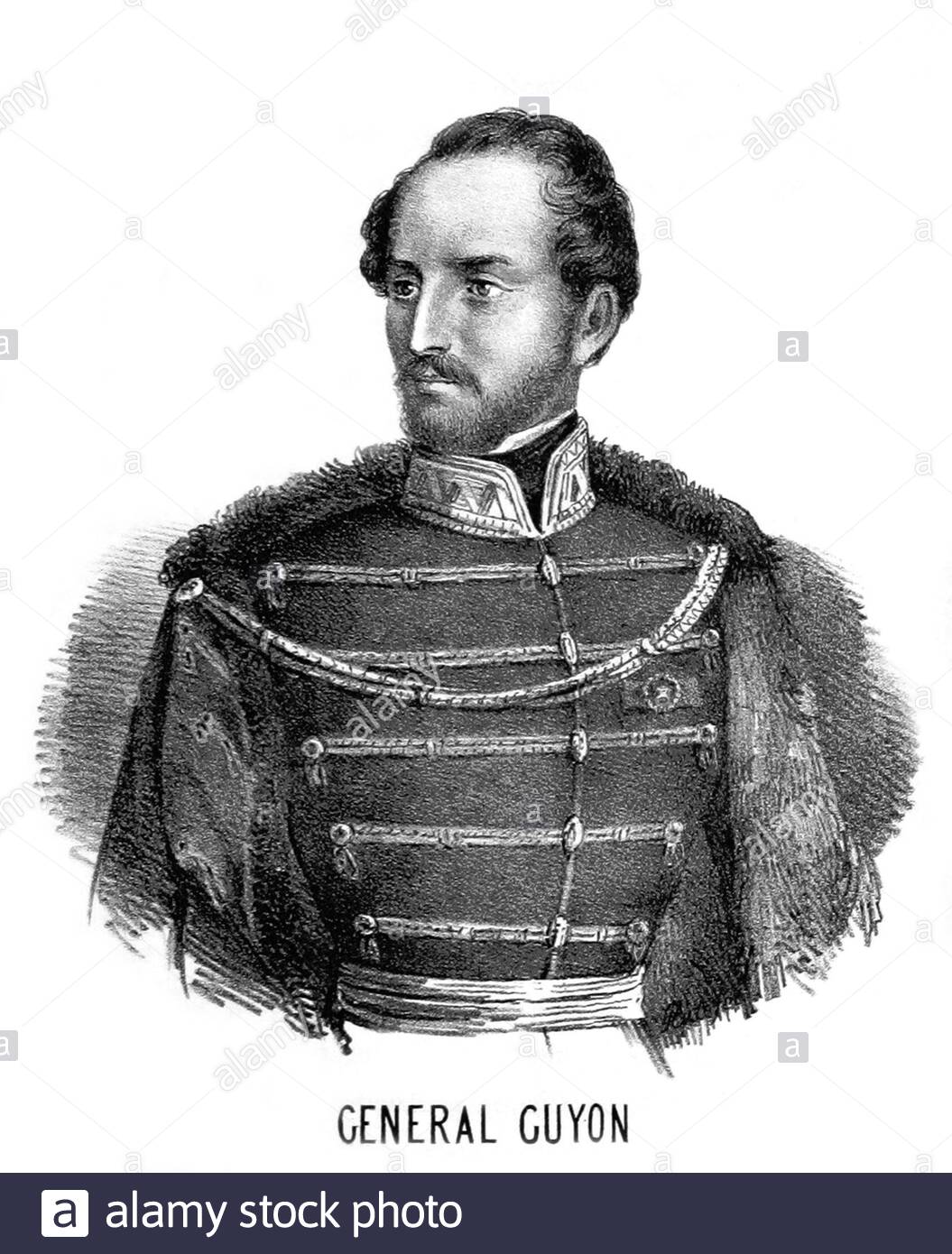 Il ritratto generale Richard Guyon, 1813 – 1856, è stato un soldato ungherese di origine britannica, generale dell'esercito rivoluzionario ungherese e del pascià turco, illustrazione d'epoca del 1851 Foto Stock
