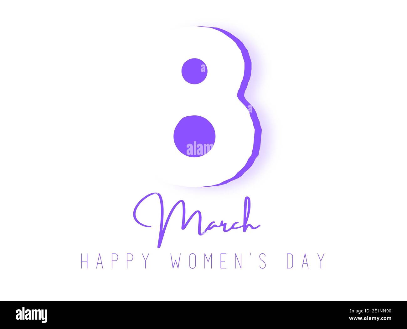 8 marzo biglietto d'auguri per la Giornata Internazionale delle Donne. International Women's Day sfondo bianco. Inserire il testo. Foto Stock