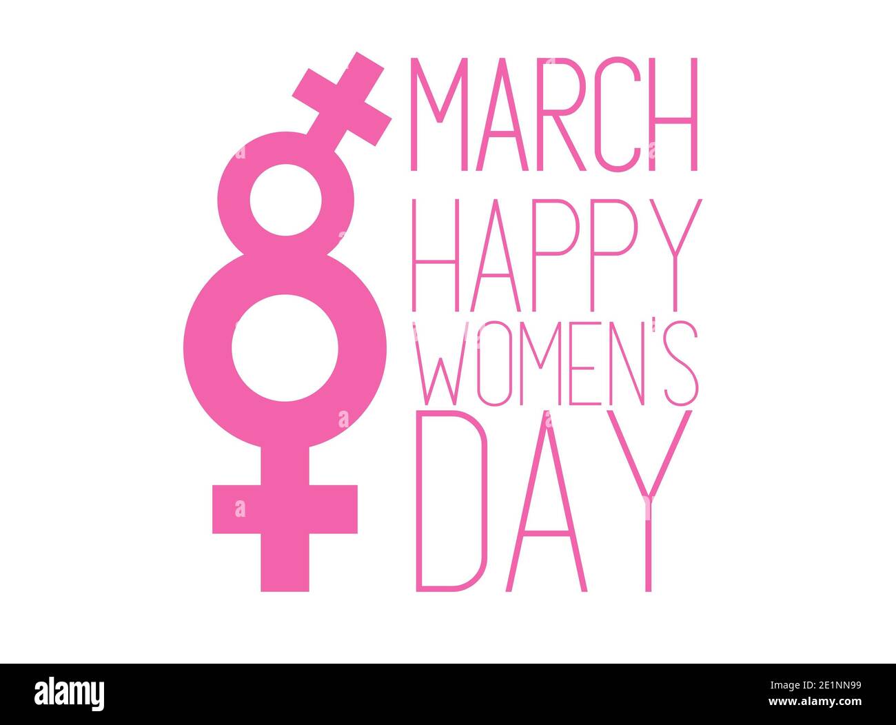 8 marzo biglietto d'auguri per la Giornata Internazionale delle Donne. International Women's Day sfondo bianco. Inserire il testo. Foto Stock