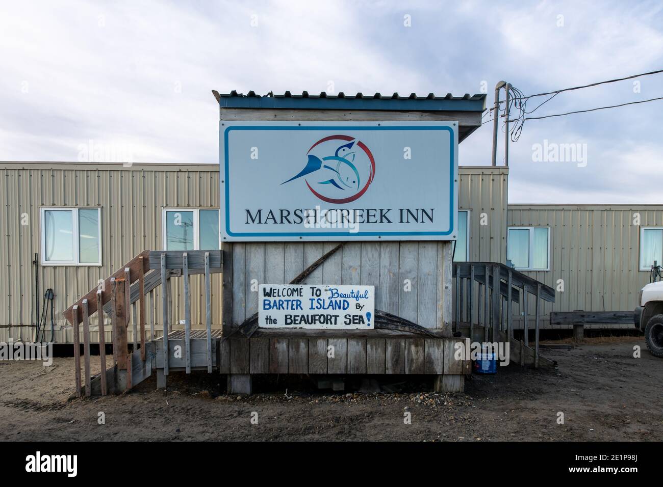 Il Marsh Creek Inn è uno dei pochi posti Per rimanere mentre su Isola di Barter nel Circolo polare Artico Foto Stock