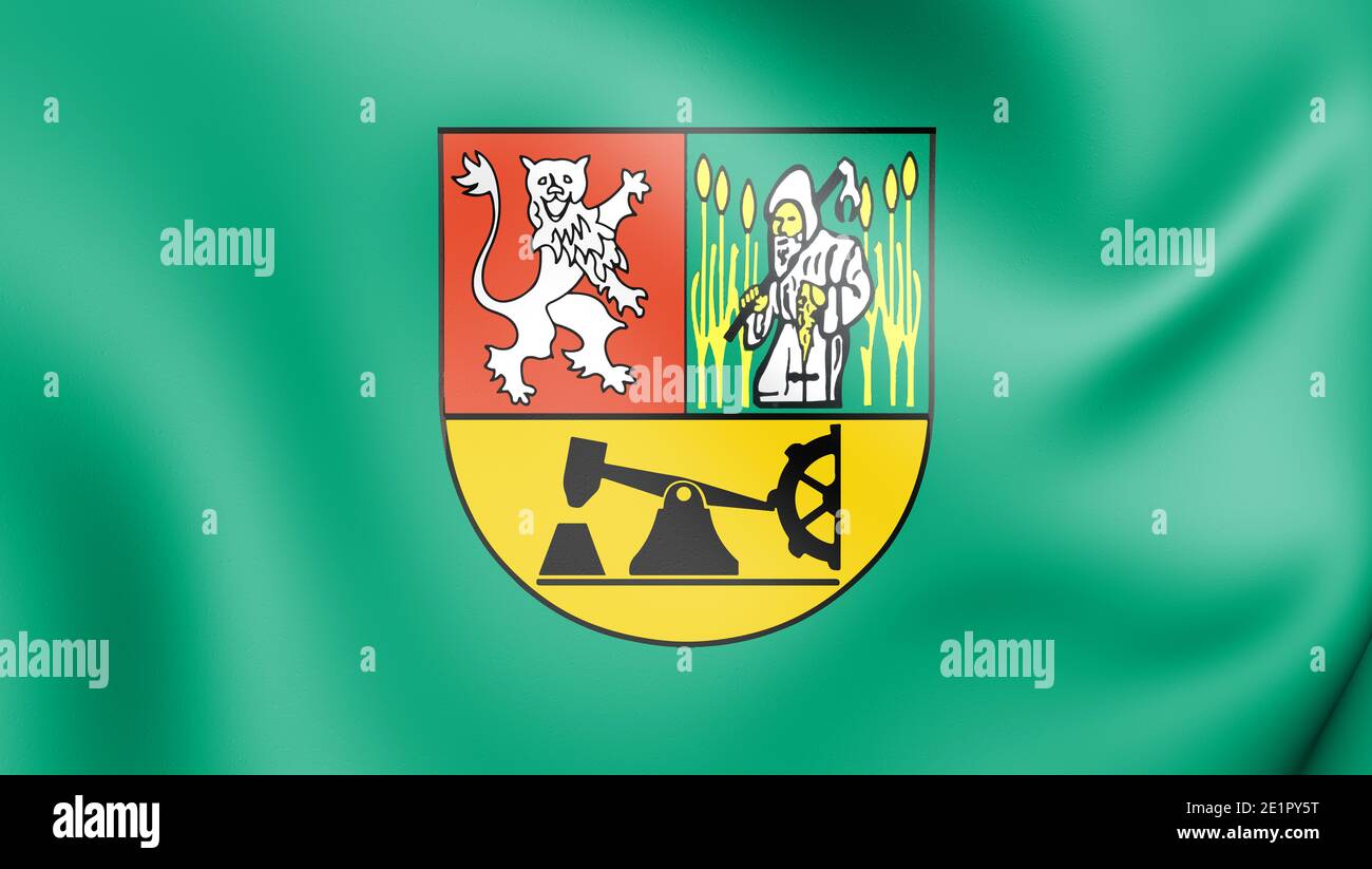 Bandiera 3D di Lauchhammer (Brandeburgo), Germania. Illustrazione 3D. Foto Stock