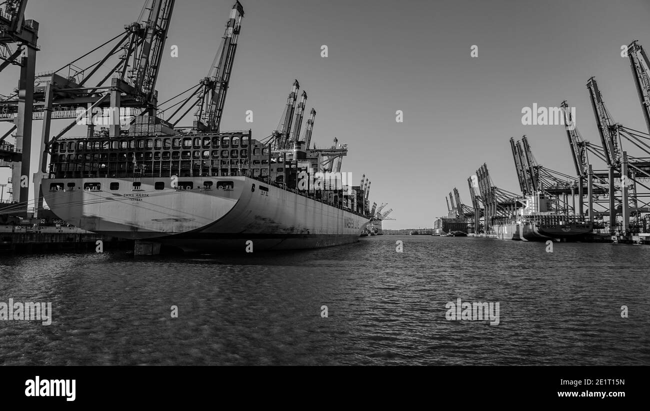 Emma Maersk ad Amburgo Foto Stock