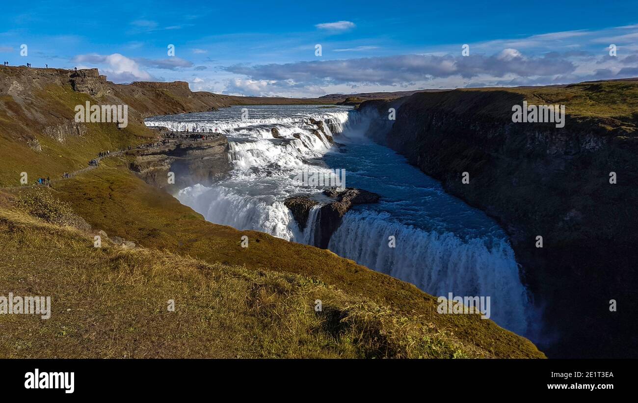 Fotografia paesaggistica delle cascate durante un viaggio in auto Islanda Foto Stock
