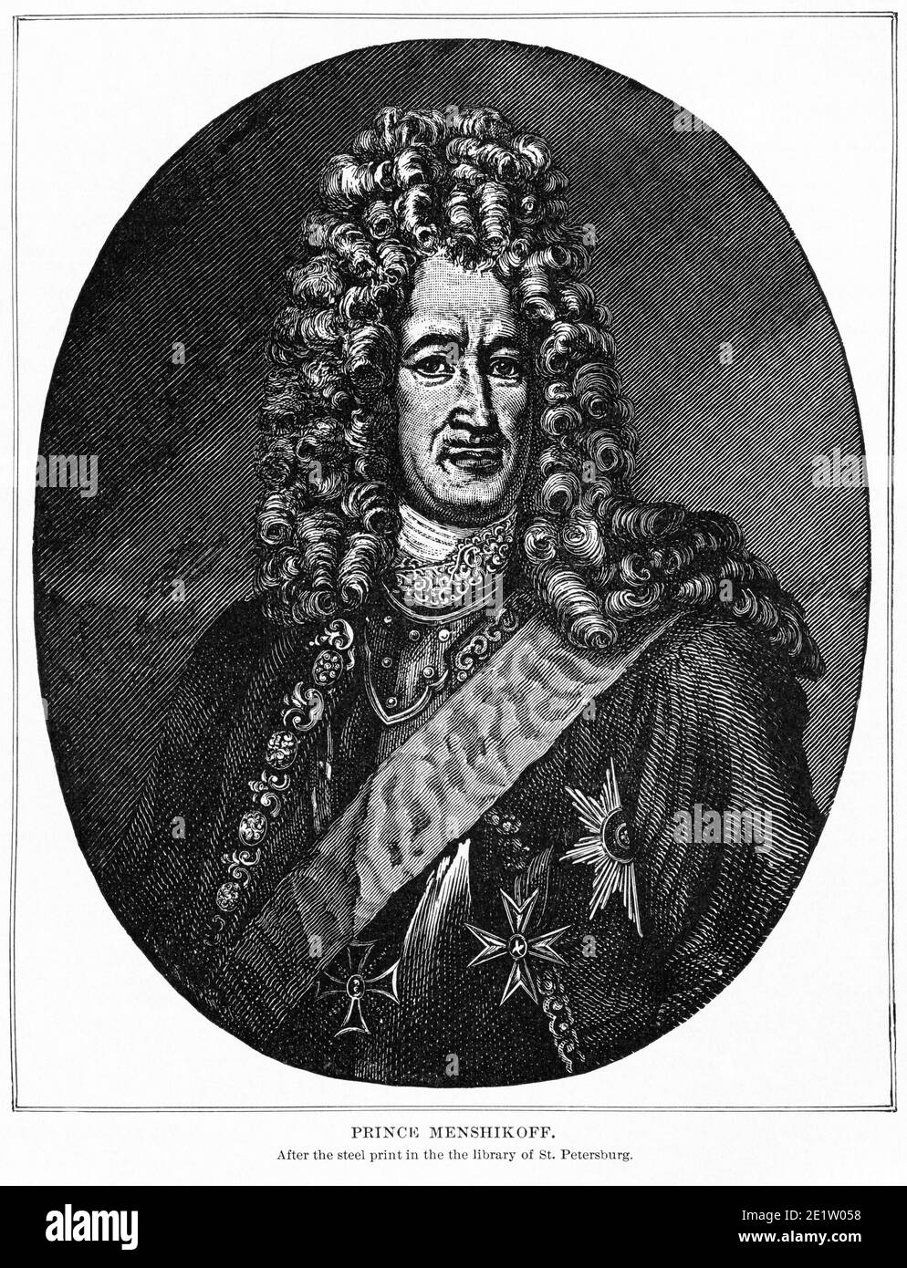Principe Menshikoff (Menshikov), dopo la stampa in acciaio nella biblioteca di San Pietroburgo, Ridpath's History of the World, Volume III, di John Clark Ridpath, LL. D., Merrill & Baker Publishers, New York, 1897 Foto Stock