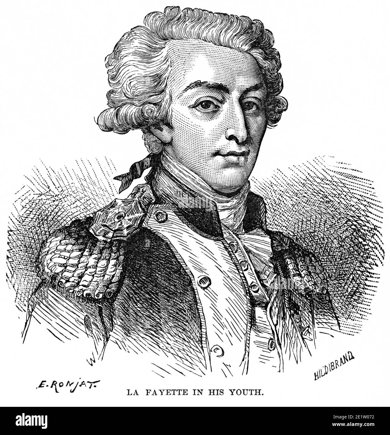 La Fayette nella sua Gioventù, Illustrazione, Storia del mondo di Ridpath, Volume III, di John Clark Ridpath, LL. D., Merrill & Baker Publishers, New York, 1897 Foto Stock