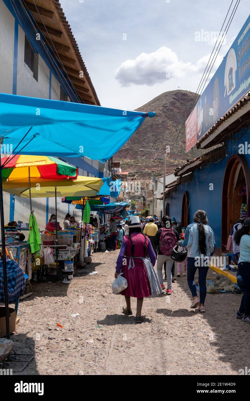 Urubamba mercato nel distretto di Cusco, Perù Foto Stock