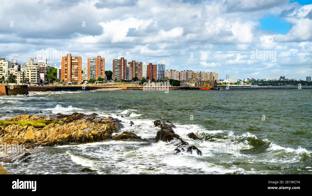 Skyline di Montevideo, la capitale dell'Uruguay Foto Stock