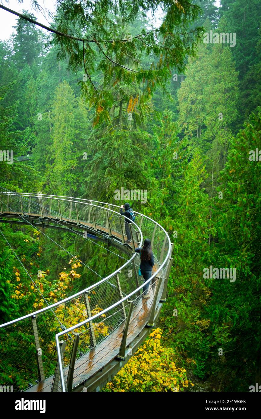 L'attrazione Cliffwalk al Ponte Sospeso di Capilano Park in North Vancouver, British Columbia, Canada Foto Stock