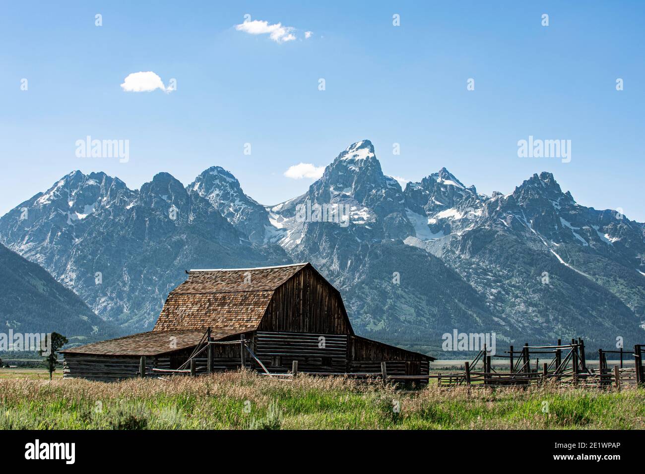 Grand Teton National Park, l'iconico fienile dei pionieri di mormon Foto Stock
