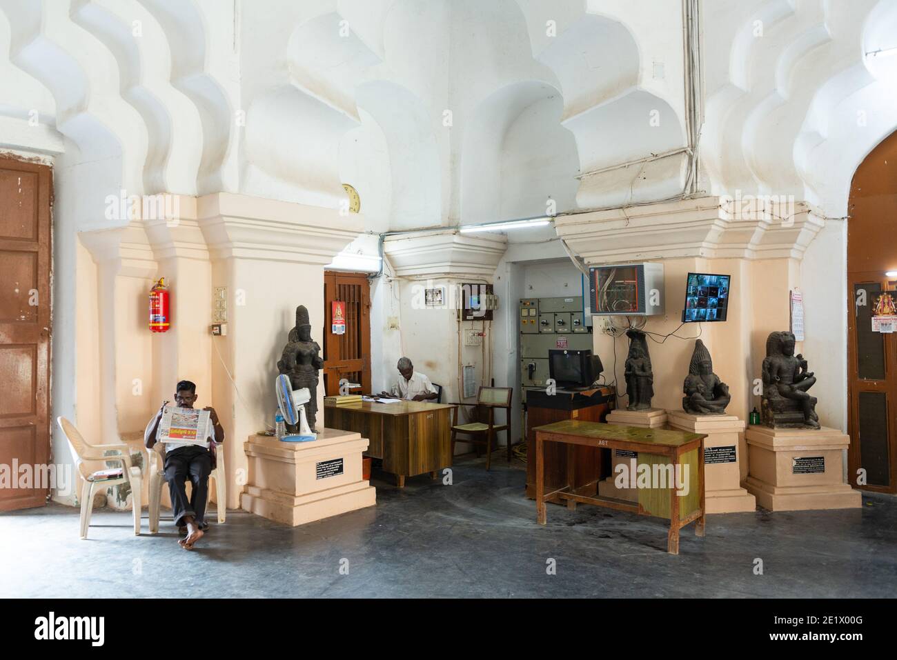 Thanjavur, India - 18 agosto 2019: La Galleria d'Arte di Palazzo Maratha Foto Stock