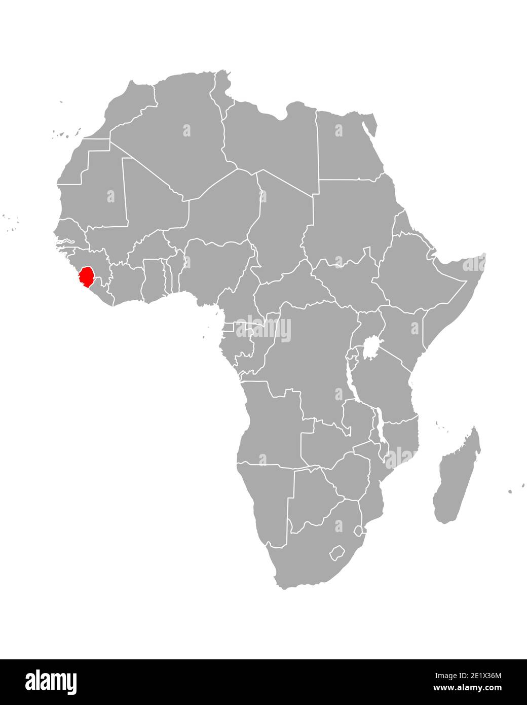 Mappa della Sierra Leone in Africa Foto Stock