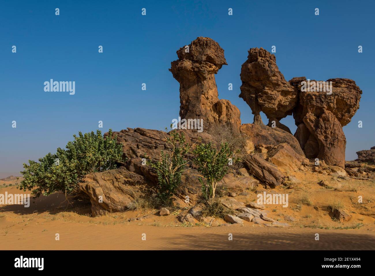 Formazioni rocciose, altopiano di Ennedi, Ciad Foto Stock