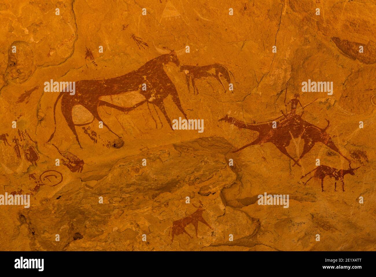 Pitture rupestri nel patrimonio mondiale dell'UNESCO, Ennedi Plateau, Ciad Foto Stock