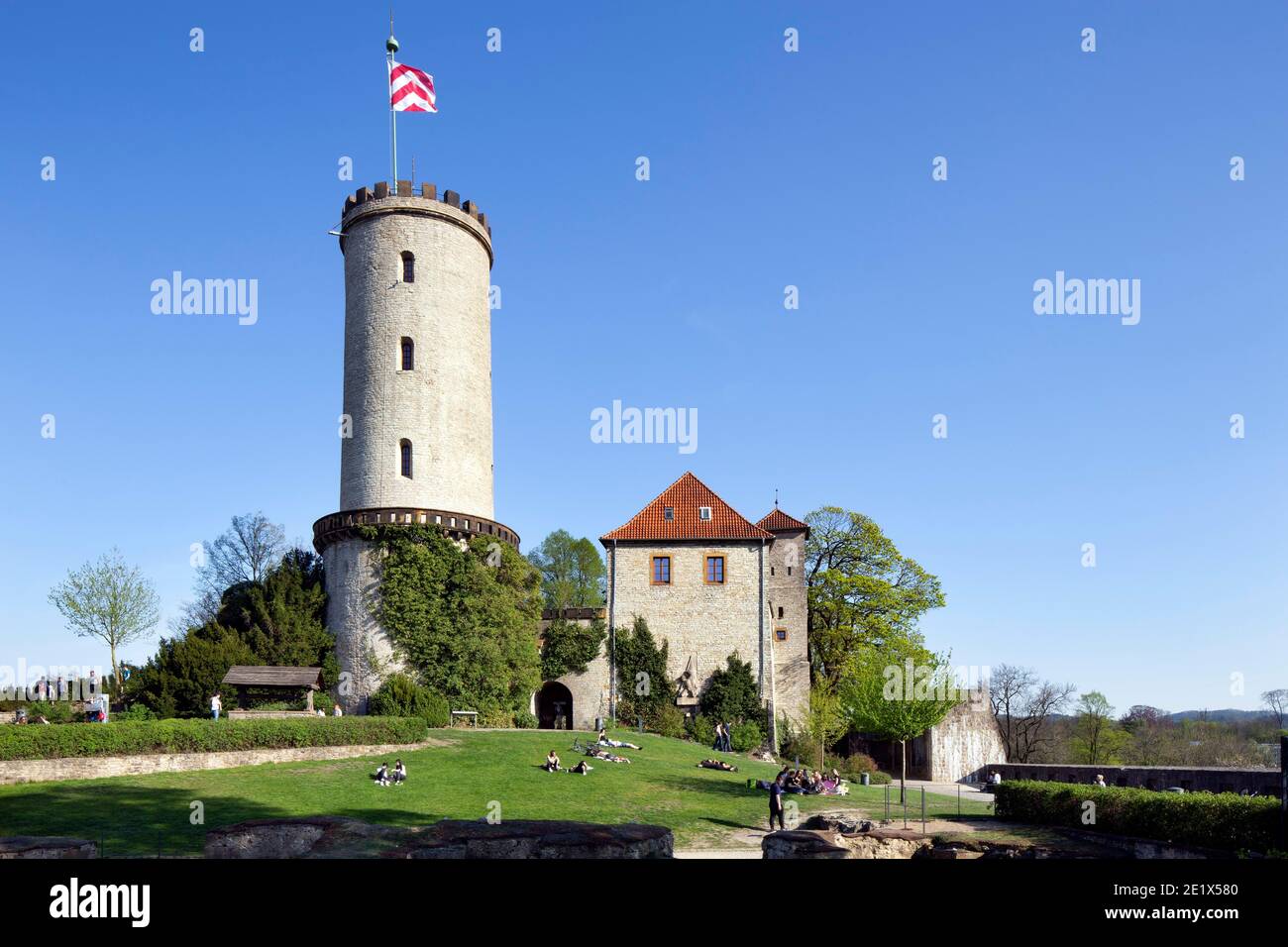 Castello di Sparrenburg o Sparrenberg, simbolo della città di Bielefeld, Bielefeld, Westfalia orientale, Renania settentrionale-Vestfalia, Germania Foto Stock