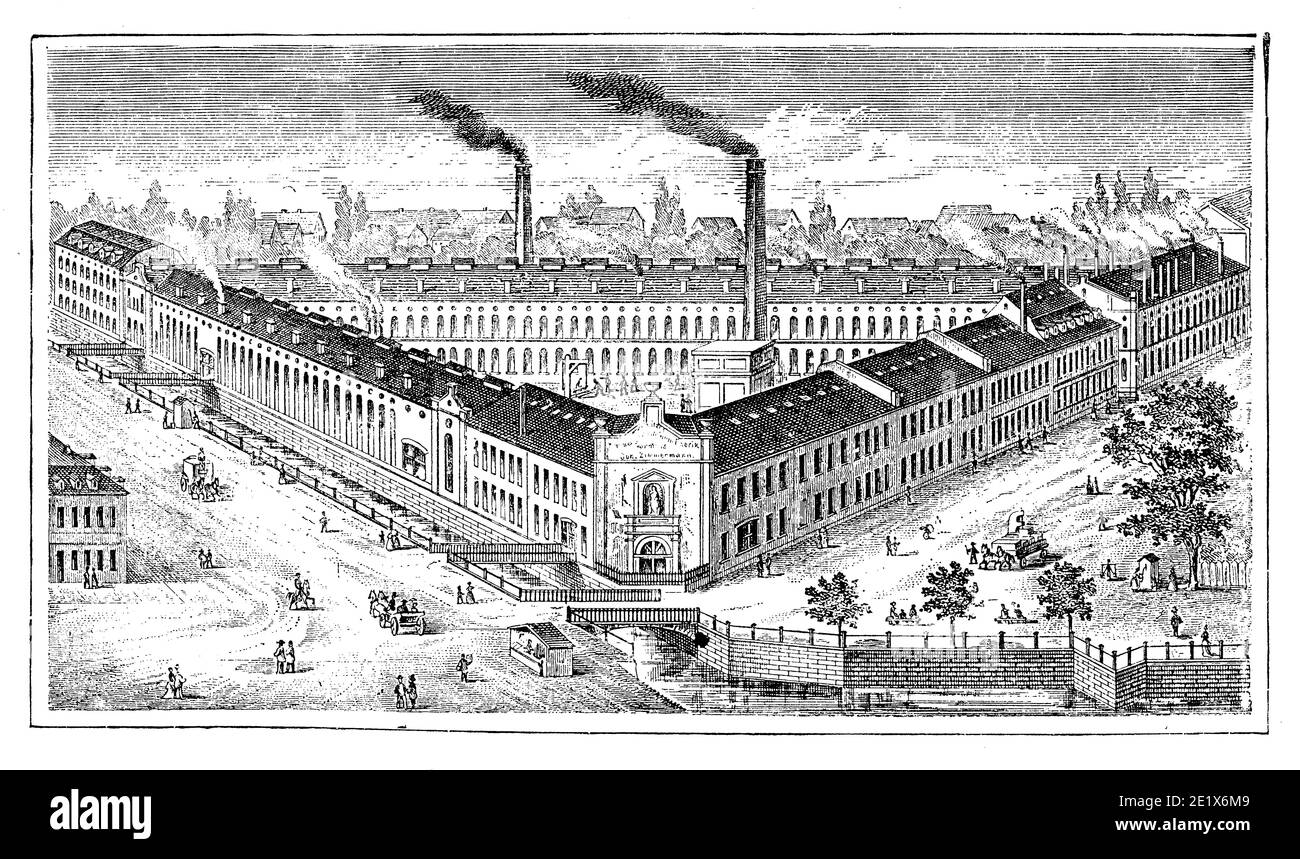 Stabilimento di fonderia di ferro presso la prima fabbrica tedesca di macchine utensili di Johann Zimmermann a Chemnitz, XIX secolo Foto Stock