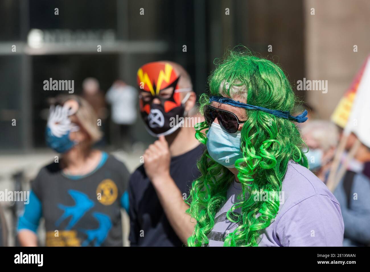 Manchester, UK - Settembre 01 2020: Estinzione dei manifestanti della ribellione a Manchester su un 'giorno d'azione' Foto Stock