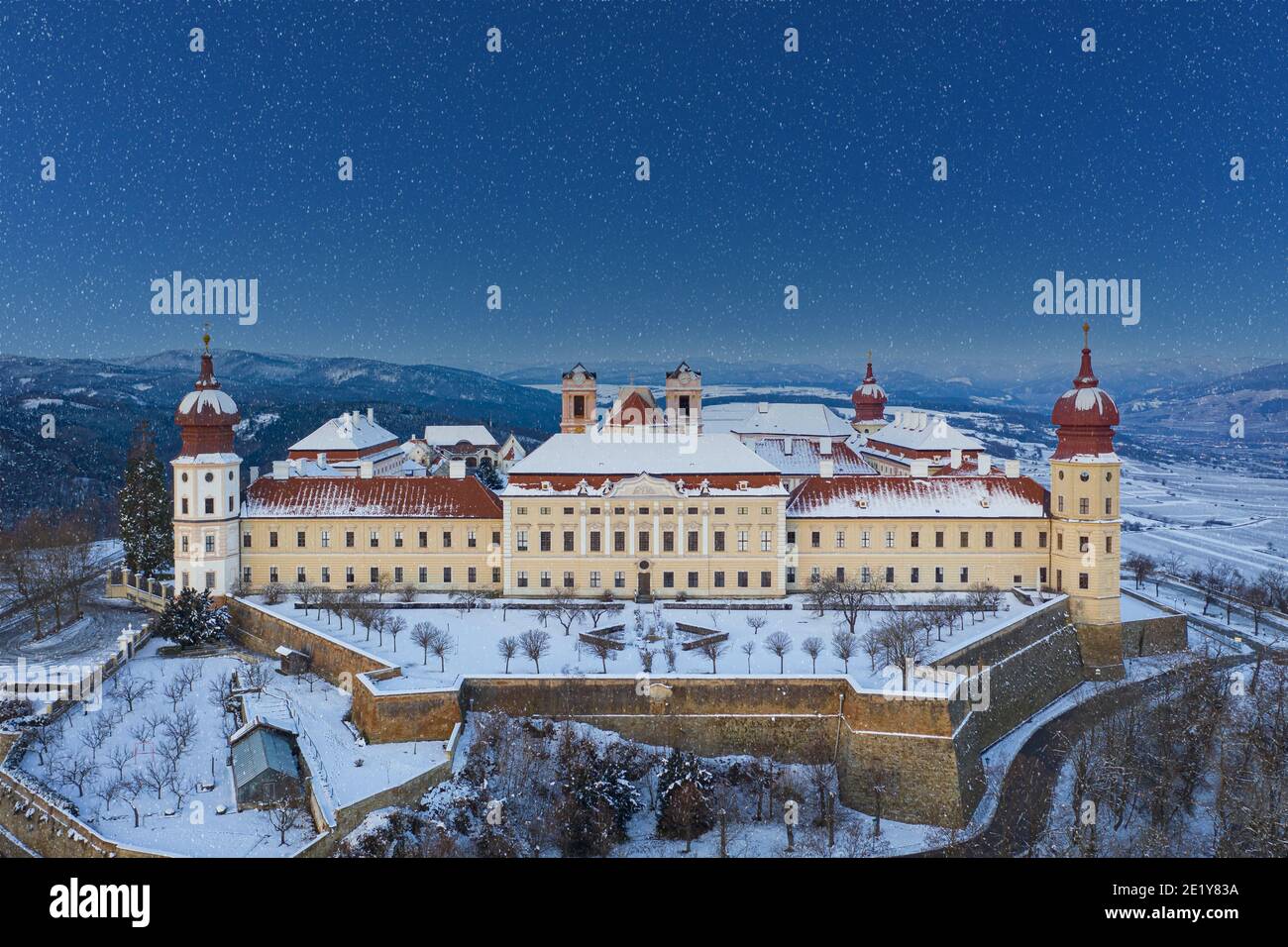 Abbazia di Gottweig a Wachau. Bellissimo punto di riferimento in bassa Austria, in Europa durante l'inverno. Foto Stock