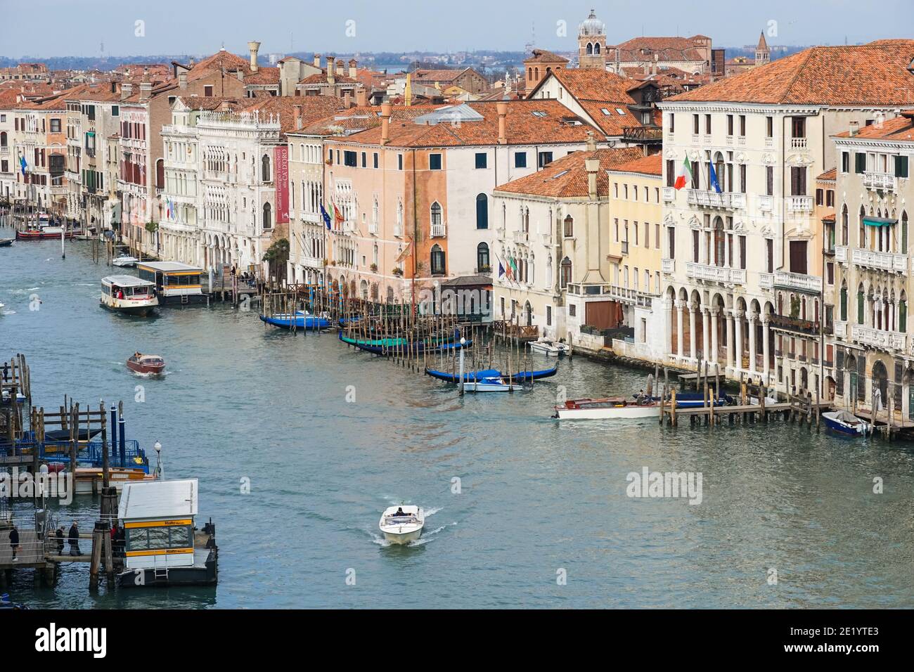 Vista panoramica sul Canal Grande a Venezia, Foto Stock