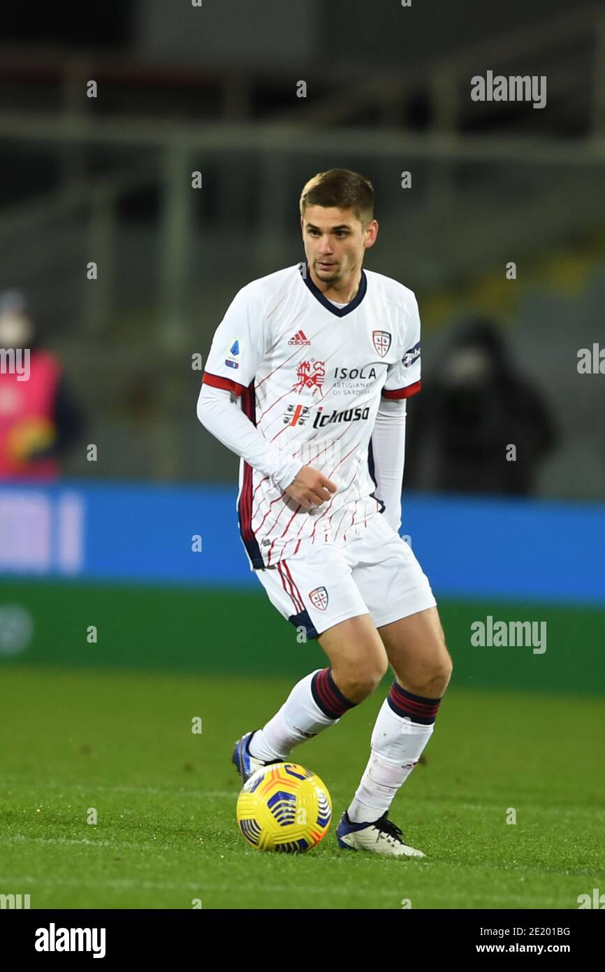 Razvan Gabriel Marin (Cagliari) durante la partita italiana 'sarie A' tra Fiorentina 1- 0 Cagliari allo stadio Artemio Franchi il 10 gennaio 2021 a Firenze. Credit: Maurizio Borsari/AFLO/Alamy Live News Foto Stock