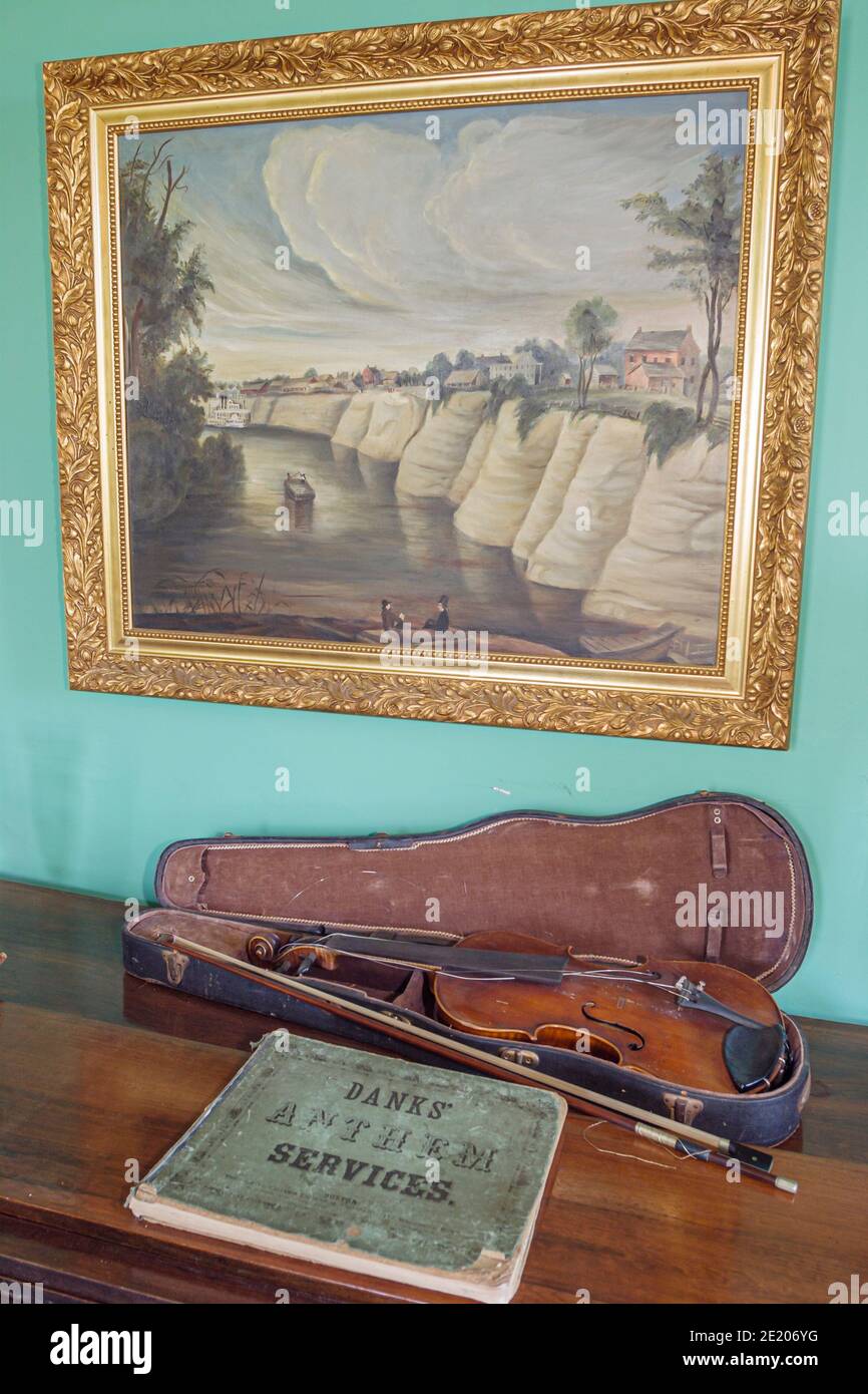 Alabama Demopolis Bluff Hall Federal Greek Revival Style 1832 1850, interno viola interno incorniciata pittura gesso bluffs, casa storica, Foto Stock