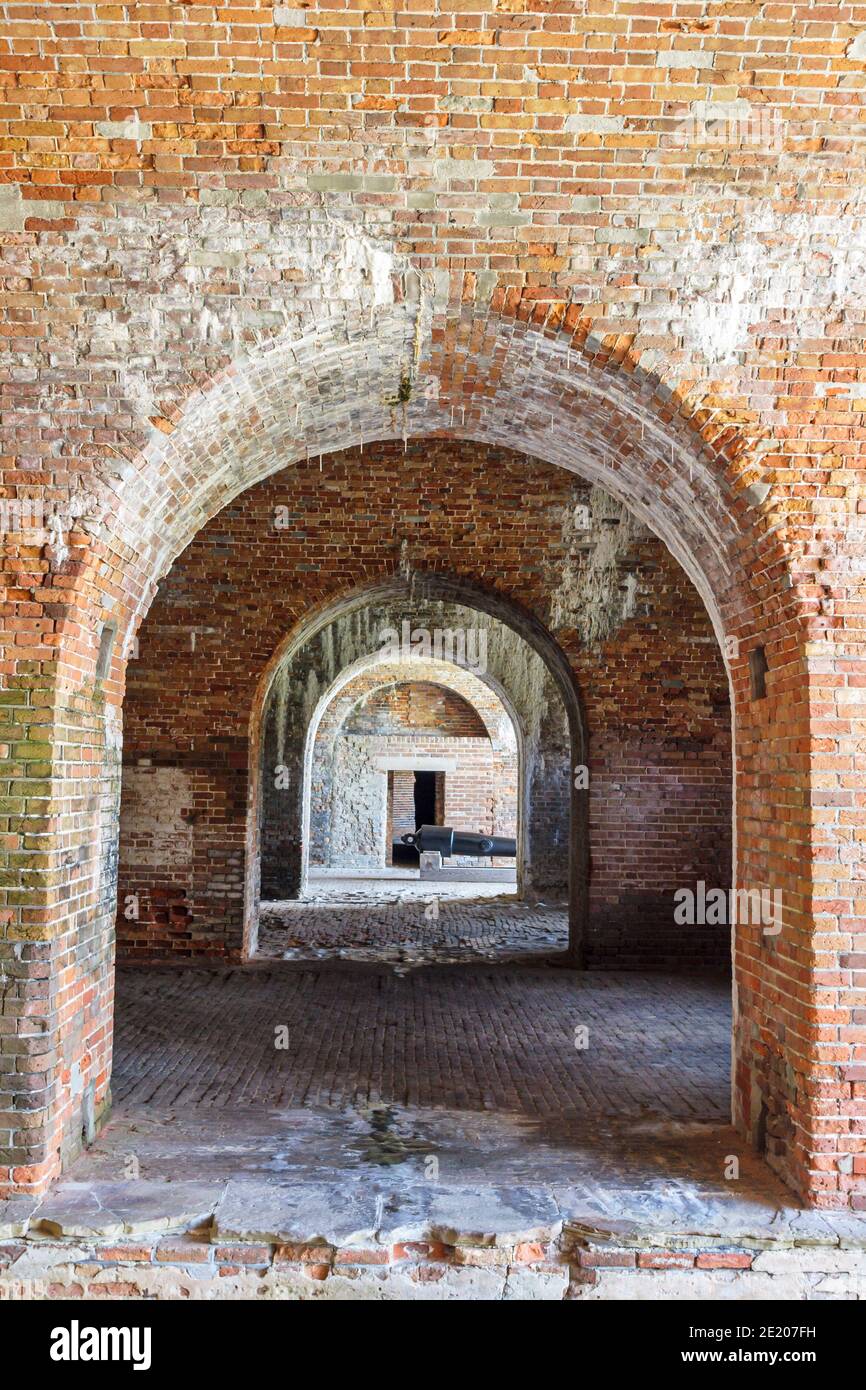 Alabama Fort Morgan 1834 archi storici in mattoni, Foto Stock