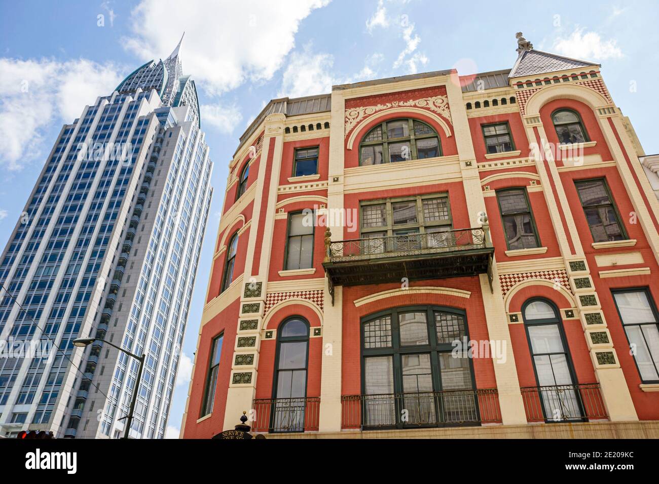 Alabama Mobile Lower Dauphin Street - distretto storico, grattacielo Royal Street RSA Battle House Tower, Foto Stock