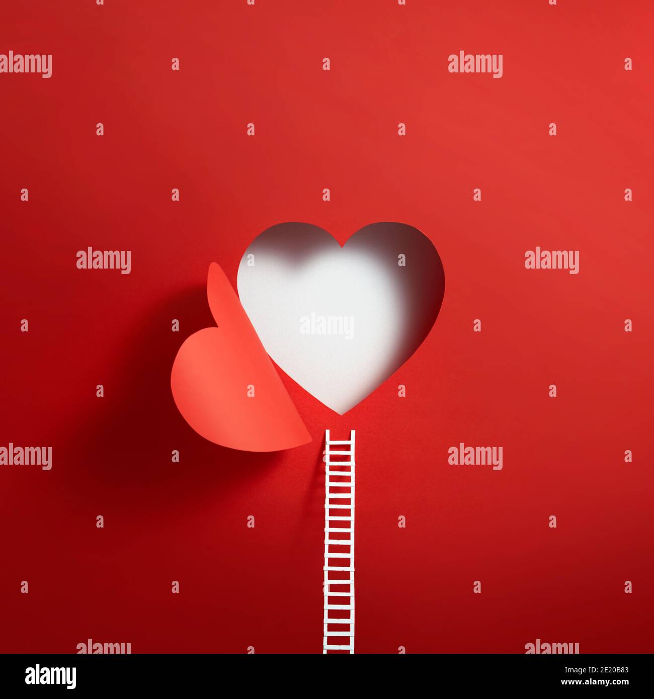 Scala che conduce ad un cuore. Foto Stock