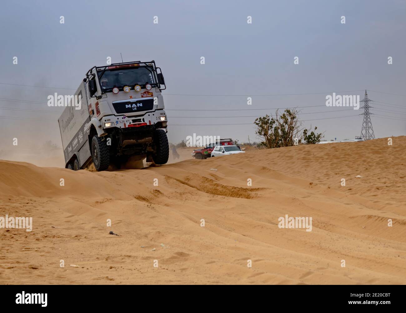 Horimlaa, Arabia Saudita - 7 gennaio 2021: L'UOMO da corsa del Team X-RAID che corre la fase 5 del Rally Dakar 2021 Foto Stock