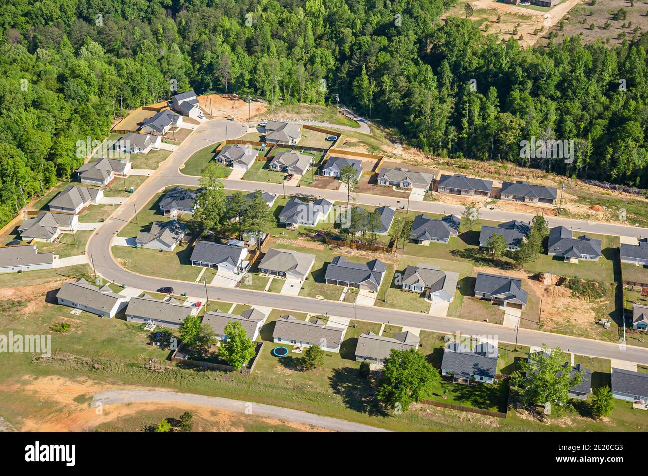 Tuscaloosa Alabama, vista aerea case case nuovo quartiere, sotto nuovo cantiere, Foto Stock